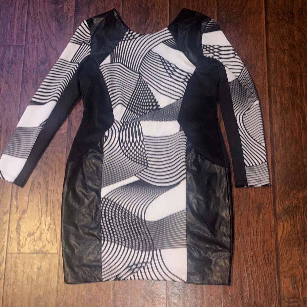 Cato Black and White Long Sleeve Dress